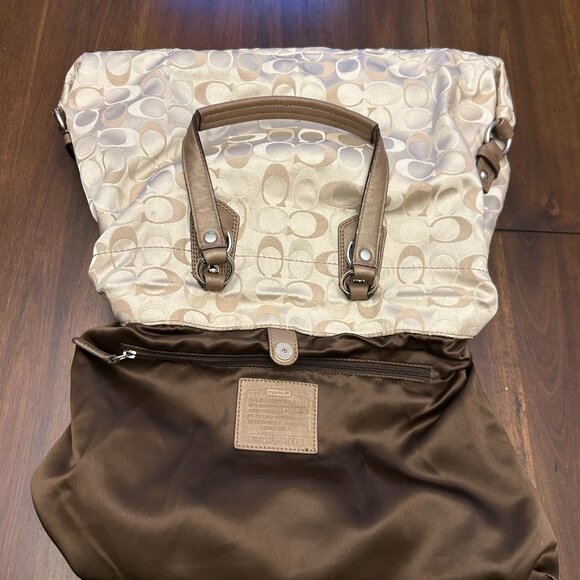 Coach F18450 Ashley Signature Sateen Satchel Bag Brown Khaki - Picture 6 of 16